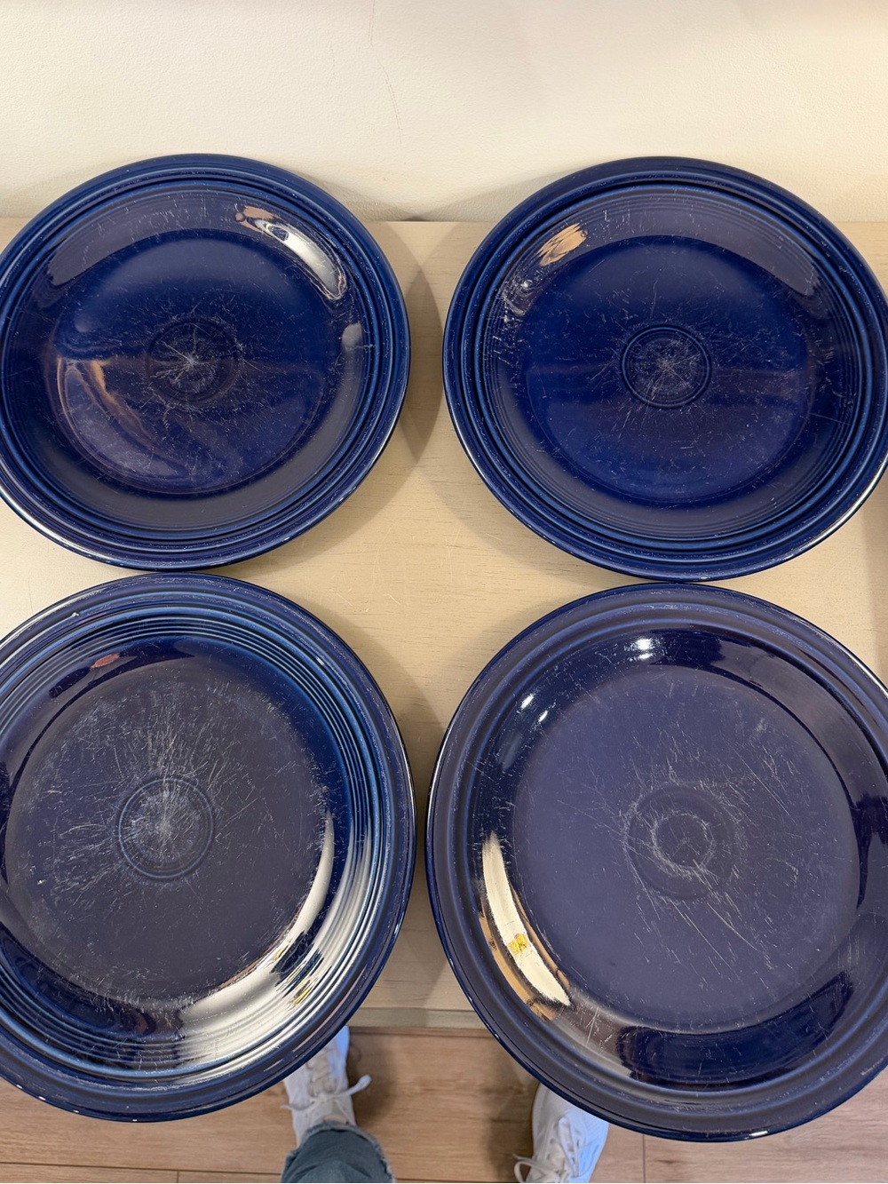 Homer Laughlin Fiestaware Dinner Plates Set Of 4 Cobalt Blue 10 1/2” Retired